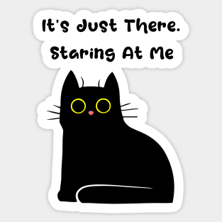 Spooky Cute Staring Black Cat Sticker